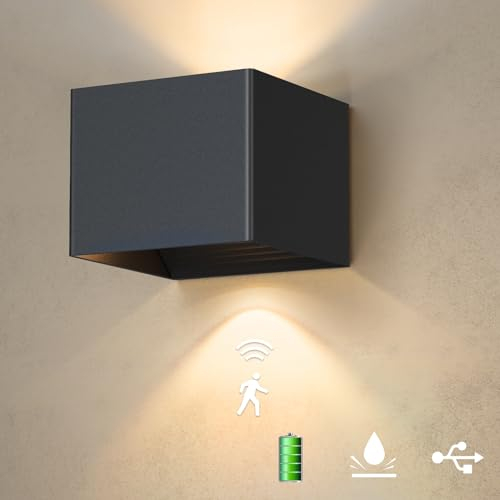 MALUX Akku Wandleuchte Außen/Innen 280LM Wandleuchte Kabellos 3000K Batterie Warmweiß IP54 Wasserdichte USB Aufladbare wandleuchte ohne stromanschluss Magnetische Flurlampe,Aluminium(A)
