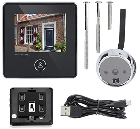 Telecamera Spioncino per Porta, Telecamera per Campanello di Sicurezza da 0,3 MP Visione Notturna per Scattare Foto Monitor LCD per Visore Grandangolare a 90° per Appartamento