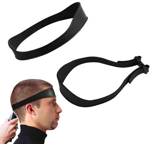 Hair Trimming Guide Men, Black Hair Cut Guides Fade Cutting Tool with 2 Hair Bands Adjustable Neckline Shaving Template for Home Use Barber Shops Hair Salons Makeup Rooms