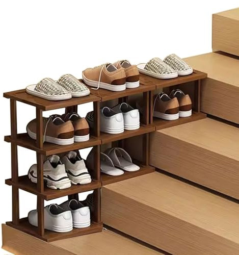 LONEU Zapatero Escalera Vertical Estrecho, Estante De Zapatos De Bambú, Zapatero Entrada Recibidor Ahorro de Espacio Robusto y Elegante, para Pasillos Entrada del Dormitorio(Size:4 +3+2Tier)