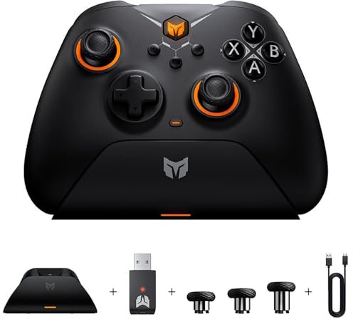 BIGBIG WON Wireless Controller Gale PC Controller Motion Zieling, Hall Trigger, 4 Benutzerdefinierte Tasten, App Game Controller für PC/Switch/iOS/Android Wireless Gaming mit Ladestation (Schwarz)