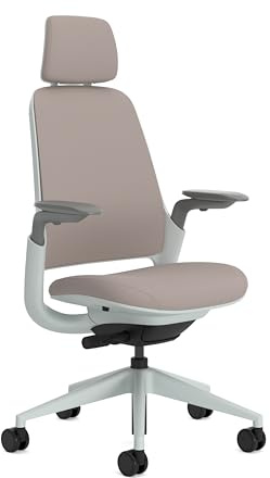Steelcase Chaise de Bureau Ergonomique: Series 1, avec têtière, Mauve | Fabriqué en France, garantie 12 ans, accotoirs 4D, roulettes tous sols, matériaux premium, jusqu'à 150 kg et 190 cm