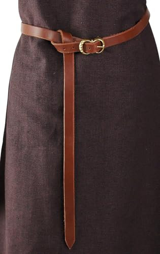Leonardo Carbone® Unisex Wikinger Ledergürtel Daina - Ledergürtel Herren, Mittelalter Kleidung Damen, Gürtel Damen, LARP-Kleidung, Karneval, Cosplay Herren, Hobbit - 100% Echtleder Braun