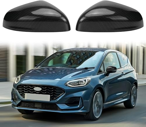 1 Par Capuchon de Rétroviseur Remplacement pour Ford Fiesta MK7 2017-2023/Puma 2019-2024, Coque Retroviseur Exterieur De Voiture Couvercle Capuchon de Retroviseurs (motif carbone)