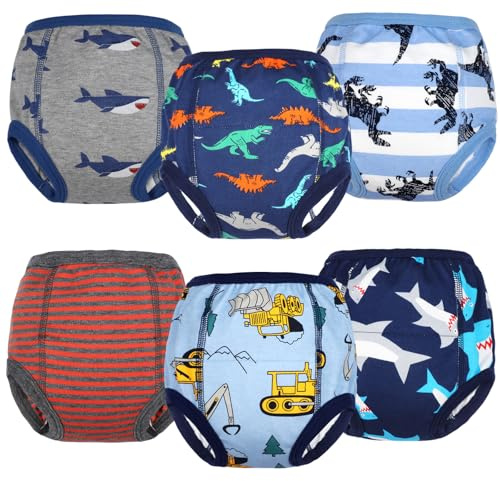 FLYISH Direct Culotte Apprentissage Propreté Garcon, Culotte d'apprentissage Imperméable, 100% Coton, Lot de 8, 2-6 Ans