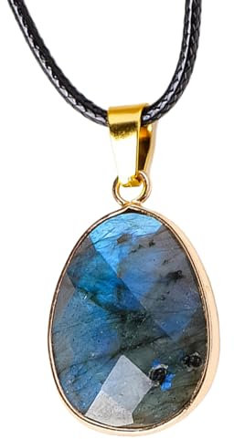 Generisch Collier labradorite, collier en – Pendentif en pierre de lune en en pierre polie | Pendentif labradorite bleue naturelle, collier, collier, bijou en pierre de lune pour