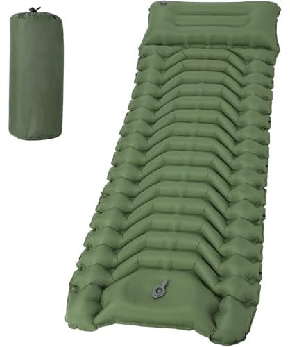 Aptliton Inflating Sleeping Pad for Camping, UltraLight Inflatable Sleeping Mat with Built-in Foot Pump, Waterproof, Portable, Camping Mattress for Outdoor Camping, Backpacking,Hiking,Tents (Green)