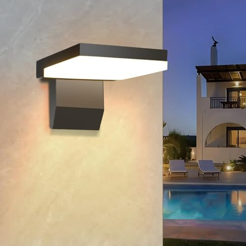 Psatfito G Applique Murale Extérieure 24w, Éclairage Mural Extérieur 2250 Lm 3000k, Éclairage Mural Moderne Étanche Ip66 pour Maison, Porche, Garage, Lot de 1, Noir