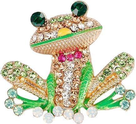 Broche grenouille verte pour femme, jolie grenouille incrustée de strass en émail pour chemise, col, badge décoratif, broches pour vêtements, 1, Acier inoxydable