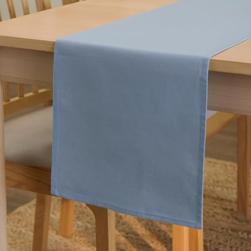 Encasa XO Tischläufer, Baumwolle Canvas, Modern 13x72 | B Grau, Maschinenwaschbar | Pflegeleicht & Strapazierfähig | Esstisch & Küche | Fleckenabweisend | Rechteckig