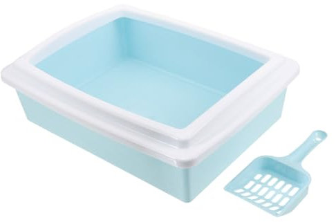VILLFUL Sifting Cat Litter Tray Covered Litter Box for Cats Large Capacity Sturdy Pp Material Open Type Pet Toilet with Scoop