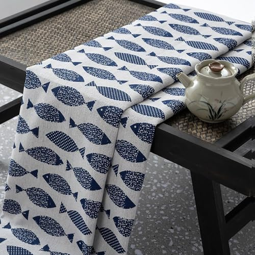 ONECHANCE Stoff Baumwolle Meterware Baumwollstoff Stoffe zum Nähen Dekostoff für Patchwork Sewing Nähstoff Color Fisch Size 1 Meter