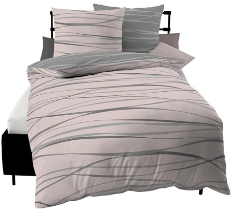 Kaeppel Wendebettwäsche Mako-Satin Rose Größe 1x 155x220 cm + 1x 80x80 cm