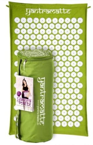 YAKEBA Akupressurmatte XL für Massage, Kopfschmerzen, Rückenschmerzen, Verspannungen uvm. – Yantramatte/Shakti Matte/Akkupressmatte für Zuhause - Einfach im Alltag anwendbar – Shaktimat (Grün)