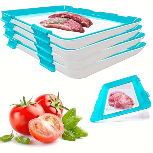 Frischhalte-Tablett, dehnbar, 30,5 x 21,8 cm, rot, vakuumiert, stapelbar, Organisation und Aufbewahrung von Lebensmitteln, Schnalle, wiederverwendbar, Frischhalte-Tablett zur Lebensmittelkonservierung