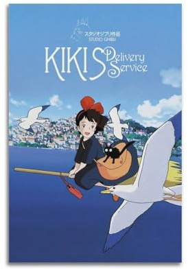 HASUEQWERURU Kiki's Delivery Service Poster, ästhetische Wandkunst, Dekor, Vintage-Leinwand, dekoratives Gemälde-Poster, Wohnzimmer, Schlafzimmer, Derektor, 30 x 45 cm, ungerahmter Stil