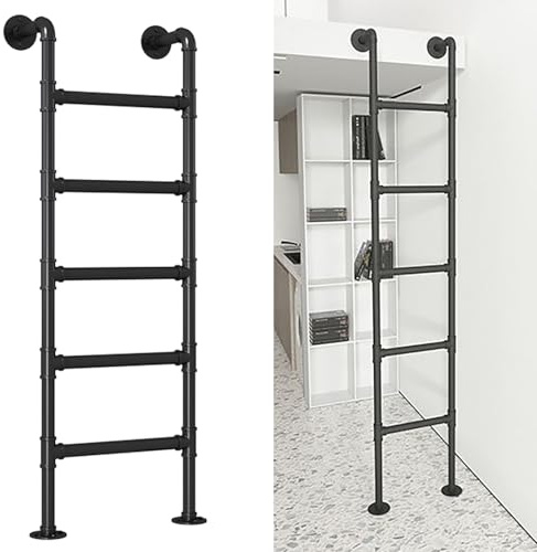 ZENSTYW An Der Wand Befestigte Dachbodenleiter,Metall-Leiter Für Hochbetten,Platzsparende Kletterleitern Für Zuhause,330LBS Last,Fire Escape Leiter(180cm/70.8in)