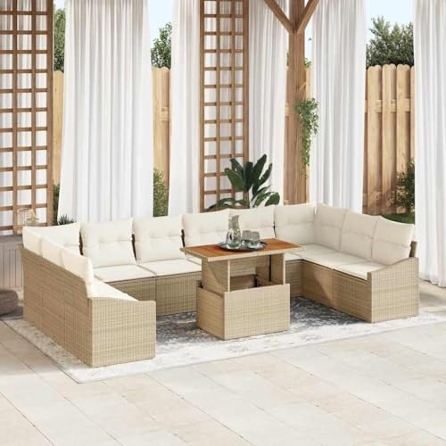 Frdhee Lounge Set Eckbankgruppe,Garten Essgruppe 11 pcs Beige und Creme 100 x 55 x 73 cm,Relaxsofa für Veranden Hof und Poolränder