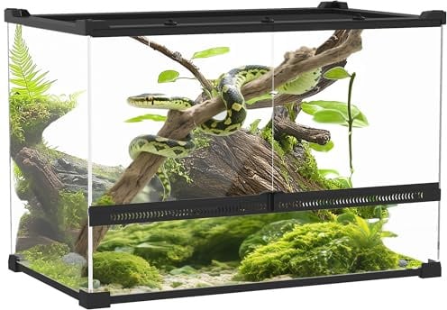 PawHut Boîte à Reptiles Terrarium Fermeture Rotation 50x30x35 cm Noir