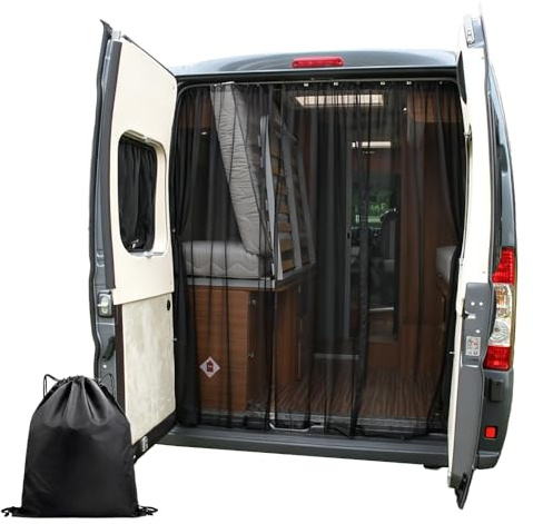 KQWVZ Mosquitera Magnética para Furgoneta, 150x110cm Mosquitera Furgoneta Camper, Cierre magnético Central, Protección Magnética contra Insectos para Camping Caravana, Caravana, Viajes