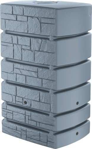 EMIX24.DE Regentonne 500L, Grau, Robuster Regenwasserspeicher für Garten, 130 x 77 x 58 cm