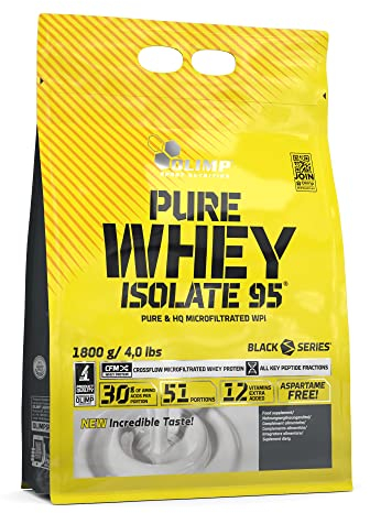 OLIMP SPORT NUTRITION Olimp Pure Whey Isolate 95 Proteinpulver - Premium Molkenprotein-Isolat, Reich an Aminosäuren & Vitaminen, Unterstützt den Muskelaufbau, 1800g, Vanille