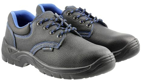 Högert Technik Sicherheitshalbschuhe ZORGE, Größe 43, Schwarz, Leder, Stahlkappe, durchtrittsicher, rutschfest, antistatisch, ölresistent, atmungsaktiv