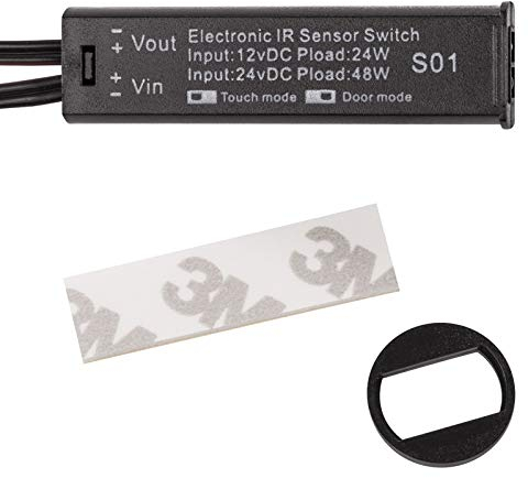 Einbau - Mini-Sensor SO1 schwarz schaltet bei Türbewegung oder Handbewegung, Schaltabstand 3-5 cm, IR Bewegungsmelder von SO-TECH®