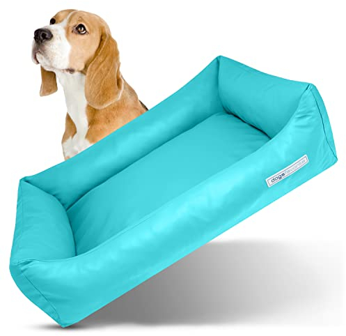 dogsfavorite Hunde-Bett - waschbares Hundekörbchen - hochwertiges Hundesofa - gelenkschonendes Hundekissen - robuste Hundematte - Hundekorb - türkis - Gr. L 115 x 85 cm