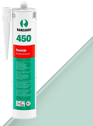RAMSAUER 450 Sanitär 1K Silikon (Pastelgrün) - 310ml Kartusche, ideal für Feuchträume & Nassbereiche, Lebensmittelbereich, leicht verarbeitbar, schnelle Tiefhärtung, optimale Glättbarkeit