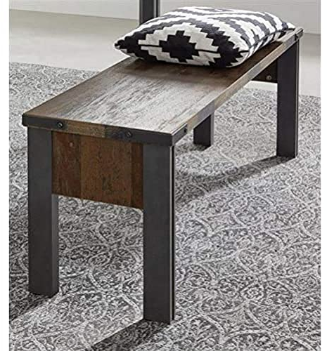 trendteam smart living - Prime - Sitzbank - Alteiche/Grau - Bank für den Esstisch - (BxHxT) 140 x 44 x 35 cm - Platz für 2 Personen - rustikales Design