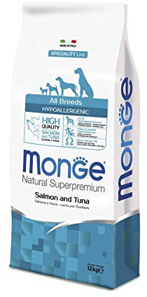 MONGE Natural Superpremium Hundefutter – All Breeds Hypoallergenic mit Salmon und Tonno – Angebot 2 Säcke à 12 kg