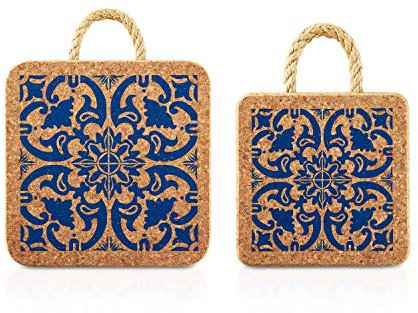 BrasCoreta Lot de 2 supports en liège pour pot de fleurs 100% naturel, élégant, résistant à la chaleur et protection de surface. Parfait pour la cuisine ou la table de salle à manger.