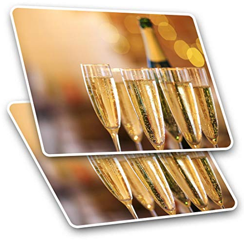 Rectangle Stickers (Set of 2) 10cm - Champagne Flute Glasses Celebration Laptop Tablet Luggage Scrapbook #16077