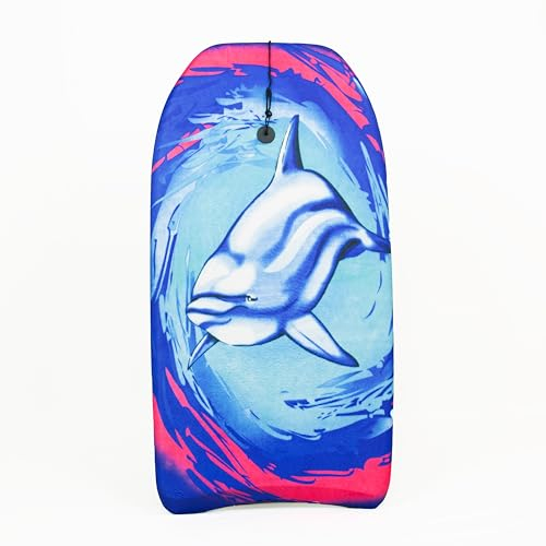 Koopp Großes 91,4 cm Schaumstoff-Surfbrett mit Leine und Gurt, mehrfarbig, großes Bodyboard für Kinder und Erwachsene, leichtes und langlebiges Strandbrett, Schwimm- und Surfzubehör,