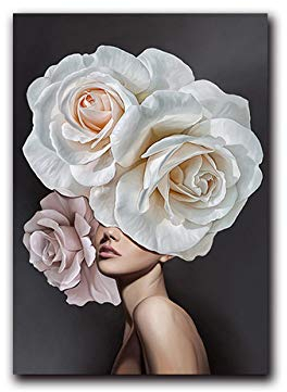 Leinwanddruck Flower Lady Poster Abstrakte Frau Druck Auf Leinwand Moderne Wandkunst Bilder Home Living Verwendet In Schlafzimmer Wohnzimmer Küche Usw. Home Decoration, 50X70Cm No Frame