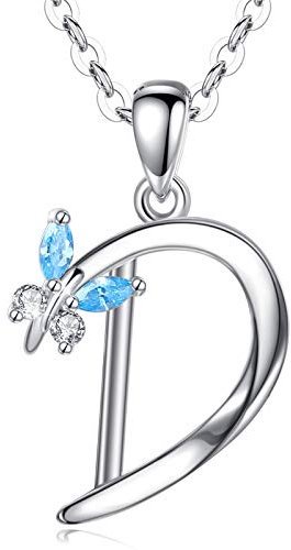 EUDORA Harmony Ball Kette mit Buchstaben D Ketten für Damen Sterling Silber 925 Halskette mit Namen Schmetterling kette mit Zirkonia Alphabet Initialen D Anhänger Schmuck für Frauen Mama Geschenk