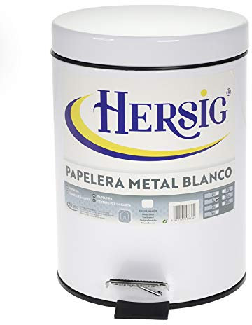 HERSIG - Papelera con Pedal Metalica | Cubo de Basura con Pedal y Tapa - 5 L