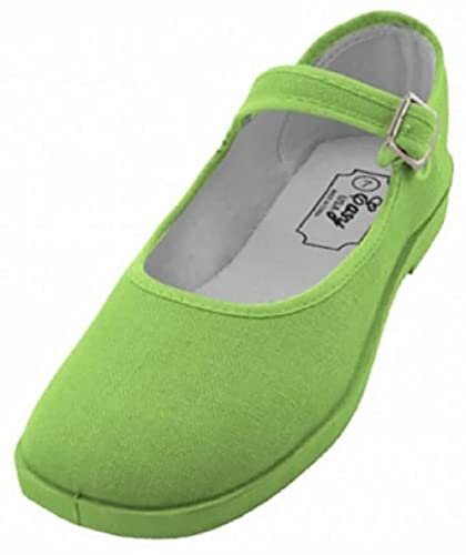 Shoes 18 Womens Cotton China Doll Mary Jane Shoes Ballerina Ballet Flats Shoes, 115 Green, 8 UK