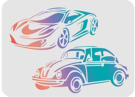 FINGERINSPIRE Auto Schablonen 29,7x21cm Limousine Malerei Dekoration Schablonen Sportwagen Zeichenschablone zum Malen auf Holz, Boden, Wand, Stoff
