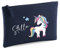 minimutz Kosmetiktasche Kinder mit Namen & Einhorn Regenbogen | personalisierte Schminktasche Kulturtasche für Mädchen | 28x19 cm mit Reißverschluss(dunkelblau)