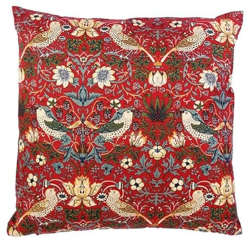 WILLIAM MORRIS Strawberry Thief Red Cushion And Poly Pad