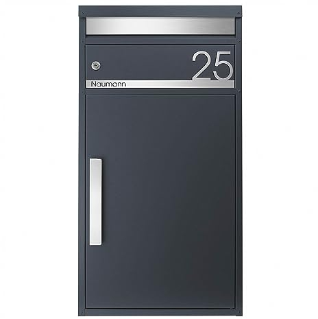 Paketbriefkasten XXL anthrazit matt, personalisiert, auch für große Pakete, massiv MOCAVI PBox 65F NF81A Design-Paketkasten modern großer Standbriefkasten Paketbox Paketkasten Ral 7016