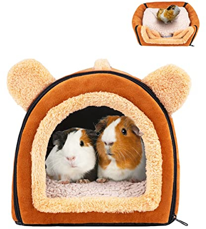 Pantula Meerschweinchen Bett Kuschelhöhle - Höhle Gemütliches groß Hamster Kleintier Bett Versteck mit Abnehmbarer Matte für Hamster Kaninchen Igel Chinchilla Bartagamen und Frettchen(braun)