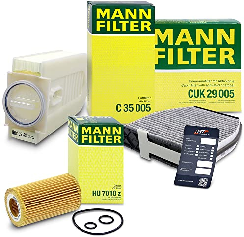 MANN-FILTER Filterset 1x Ölfilter, 1x Luftfilter, 1x Innenraumfilter (Aktivkohlefilter) Kompatibel mit MERCEDES C-Klasse, CLS (C218), CLS Shooting Brake (X218), E-Klasse, GLK-Klasse (X204)