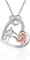 USEEDOVIA Pferde Mädchen Geschenk, Pferd Kette Herz Sterling Silber Halskette mit Anhänger Rose Vergoldet Zirkonia Steine Schmuck Kleine Geschenke zum Schulanfang für Mädchen Kinder