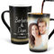 MUGKISS Tazza di caffè personalizzata 14 oz, testo personalizzato e foto appaiono su entrambi i lati con liquido caldo,
