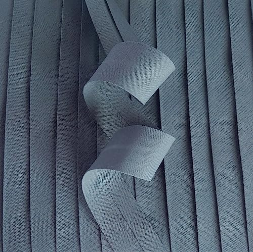 Dunkelgraues Schrägband, 25 mm breit, vorgefalzt, Polyester-Baumwolle, 10 m