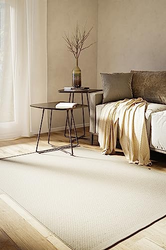 MY-RUG Handgewebter Wollteppich WoolHeaven aus Schurwolle, 240 x 290 cm, in Beige - Natürlicher Teppich, großzügiges Esszimmer