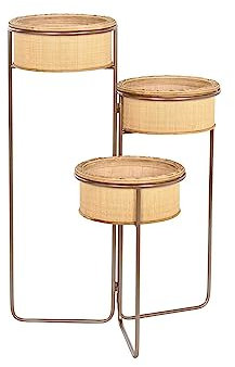 DKD Home Decor Macetero de la Marca, Color Negro y marrón, de Hierro y bambú (42 x 55 x 79 centímetros)